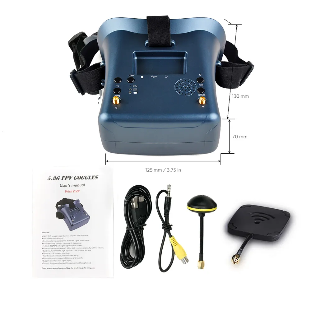 mechfpv 008D 5.8G 40CH Diversity FPV Goggles w/ DVR (4.3" Screen) thumbnail