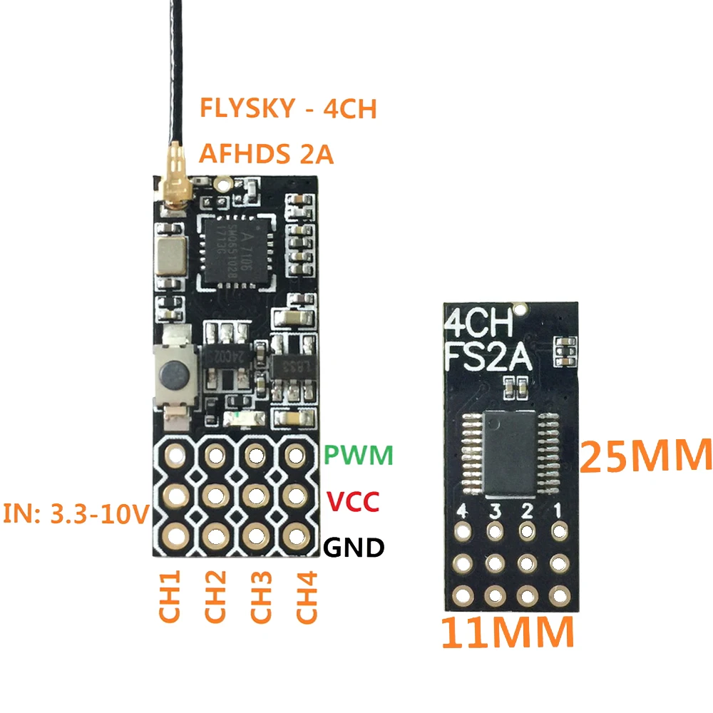 mechfpv FS2A 4CH AFHDS 2A Receiver (PWM Output) for Flysky i6/i6X thumbnail