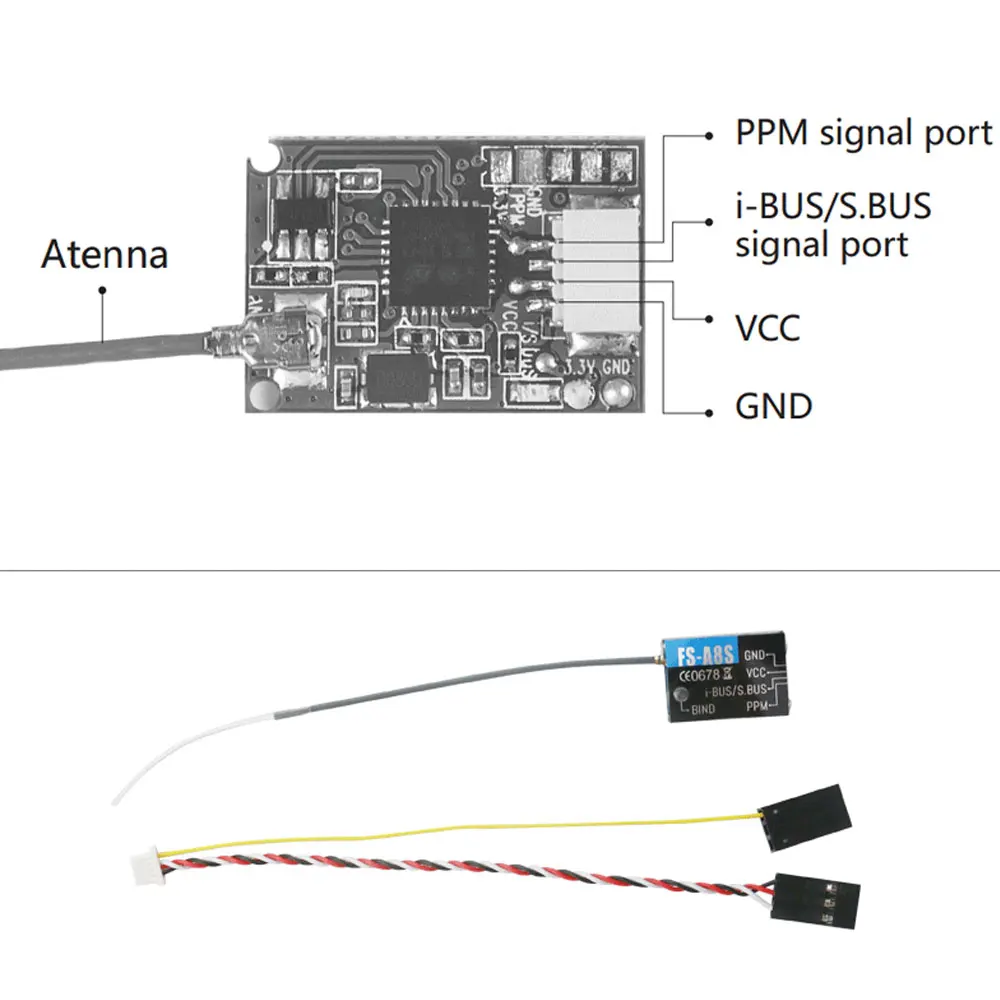mechfpv FS-A8S V2 Mini Receiver for FS-i6/i6X (AFHDS 2A) thumbnail