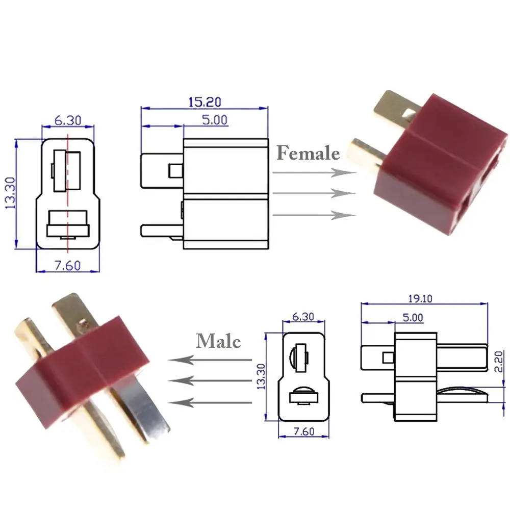 mechfpv Standard T-Plug Deans Style Connectors for LiPo/ESC thumbnail