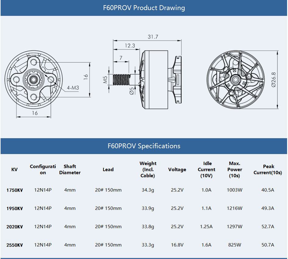 T-MOTOR F60 Pro V 2207.5 multiple KV brushless racing drone motor thumbnail