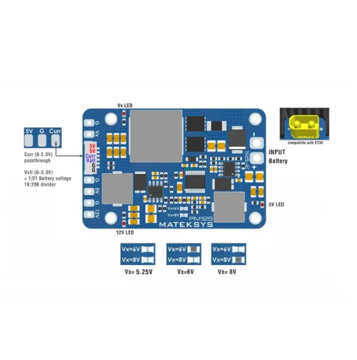 Matek PM12S-3 Power Module - 3-12S LiPo Input W/5V 9V Dual BEC & Heatsink |Mechfpv shenzhen thumbnail