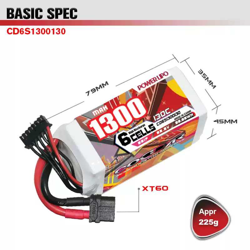 CODDAR 1300mAh 1500mAh 1800mAh 4S 6S 22.2V LiPo Battery for 5‑inch FPV Drone thumbnail