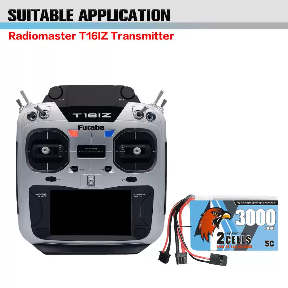 EagleCrane 3000mAh 2S 7.4V 5C LiPo Battery, Transmitter Battery for Futaba T16IZ / 10PX Remote Controller thumbnail