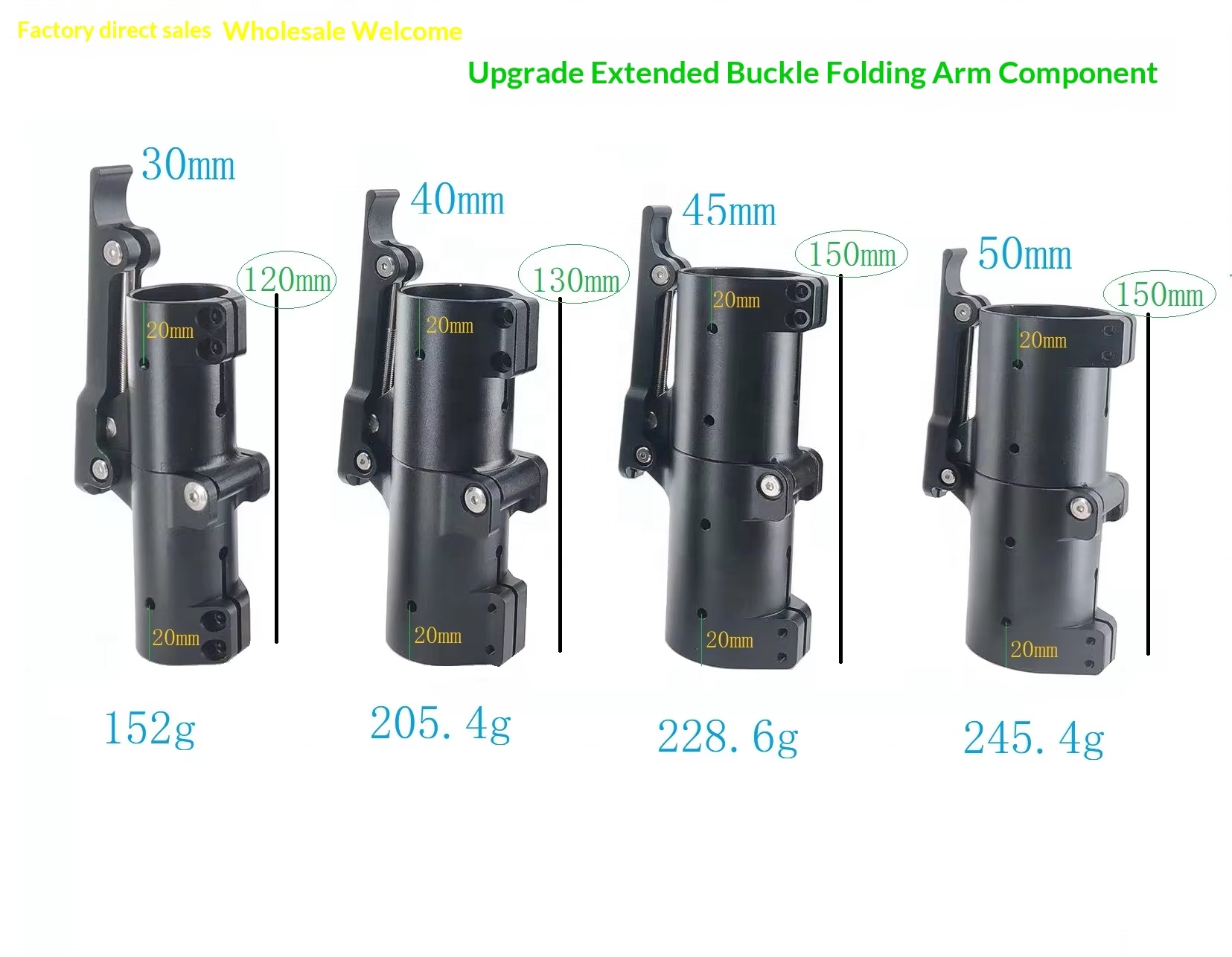 Aluminum Alloy Folded Release Parts 30mm 40mm 45mm 50mm Anti Virtual Folding Arm Carbon Tube Fixed Seat for RC Agriculture UAV thumbnail