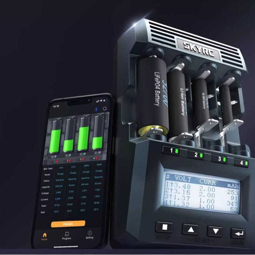 SKYRC MC3000 Smart Charger Analyzer 4 Independent Slots App Control for NiMH NiCd Li-ion LiFePO4 18650 AA AAA Battery thumbnail