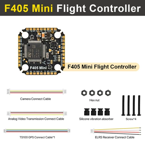 9imod F405 FPV Drone Stack, Mini F405 Flight Controller + 60A 4-in-1 ESC, 20x20mm Mounting Hole for FPV Racing Quadcopter thumbnail